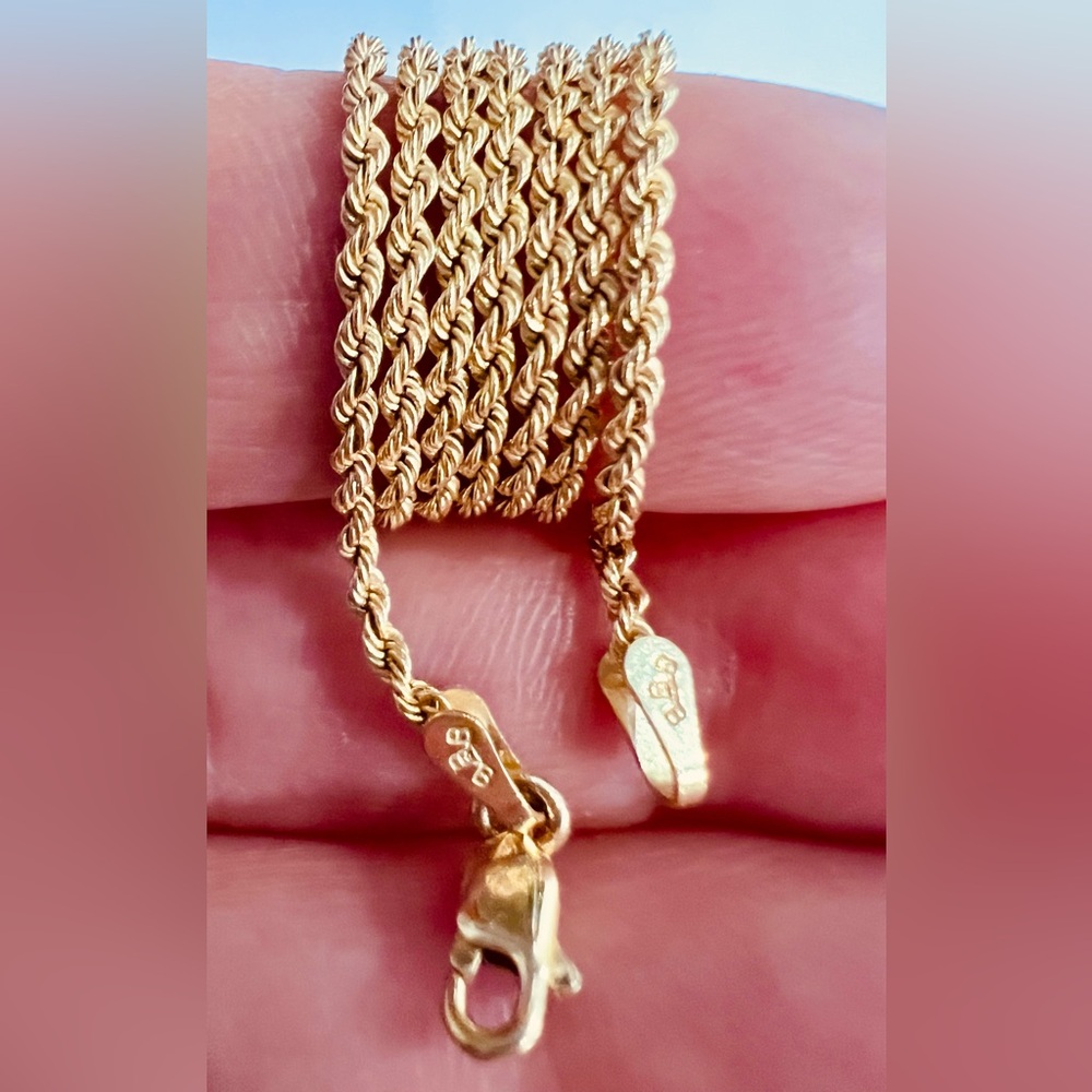 ✨14K Solid Gold 16” Long 4 Grams 4g Rope Chain Necklace Made BY BBB Looks New